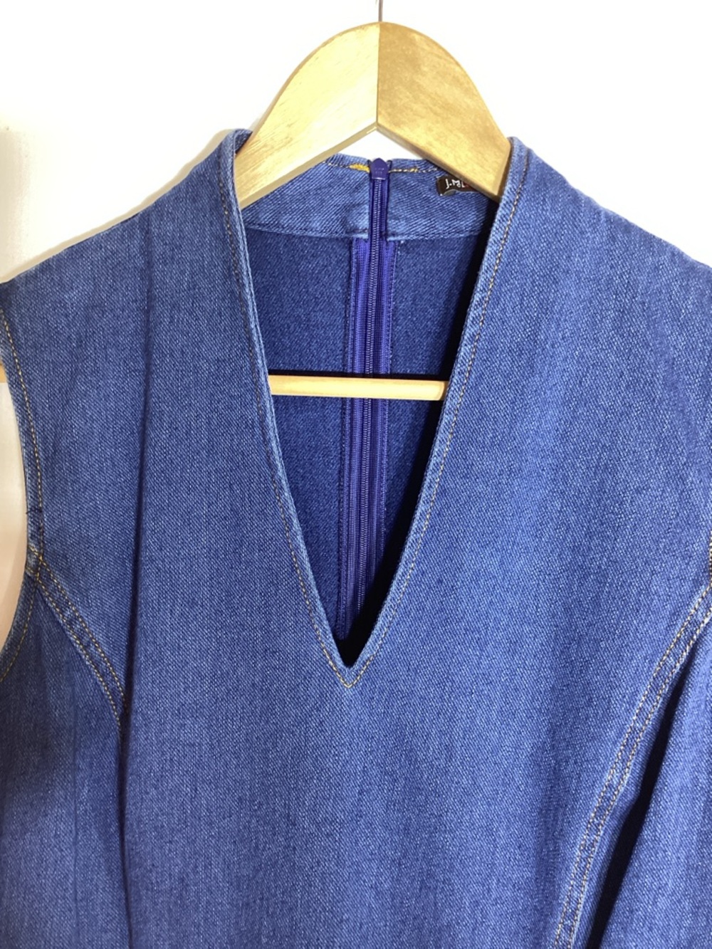 J. McLaughlin Blue Stretch Knit Denim Ivana Sleeveless Sheath Dress Size L - Picture 5 of 9